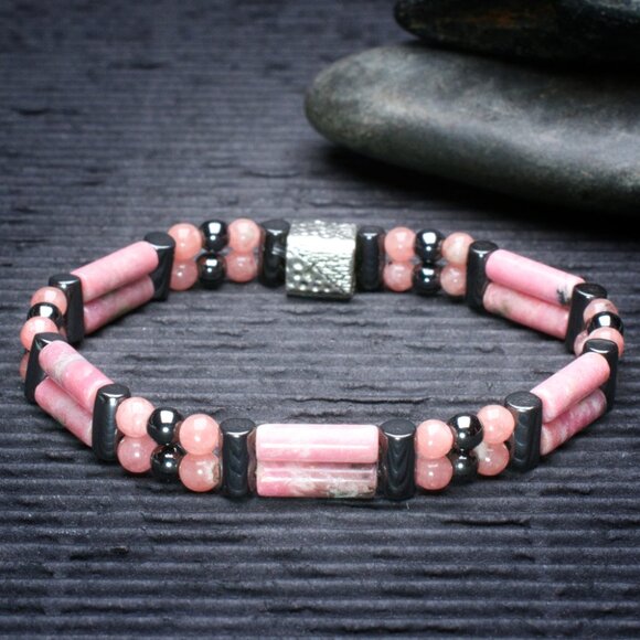 Rhodonite Double Power Bracelet - Handmade to Order - Picture 2 of 3